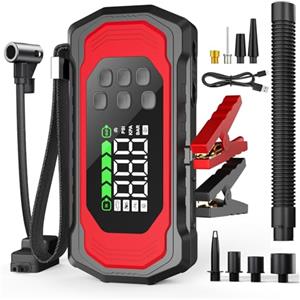 Eigotrav 9000A Avviatore di Emergenza per Auto Potenziato con Gonfiatore/Sgonfiatore 150PSI 11 in 1 Avviatore di Portatile (Tutti Benzina/14L Diesel) con Luce LED Tipo C/USB Conservazione Sotto Vuoto