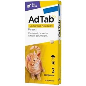 Generico Ad Tab Antiparassitario per Gatti 0,5-2,0 kg - 3 Compresse Masticabili