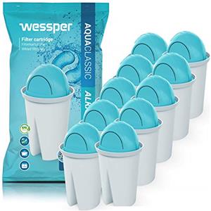 Wessper Cartucce Filtranti per Acqua Alcalina Compatibile con BRITA Classic, Dafi Classic, Dafi Atria, Aquaphor Standard - Confezione da 10