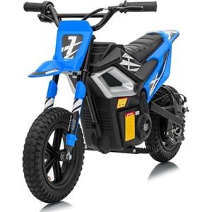 LALAHO Moto elettrica per bambini 24V 7Ah con Motore Senza Spazzole 250W, Max 22,5 km/h, Autonomia 19 KM, Pneumatico gonfiabile da 12 pollici (Blu)