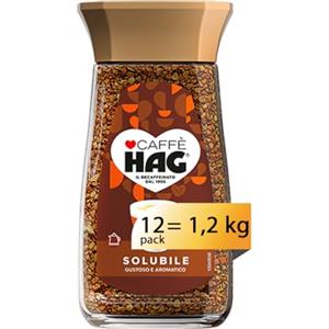 cafe HAG Hag - Caffè Solubile Decaffeinato - Miscela Caffè Istantaneo Aroma Intenso - 12 confezioni da 100 gr (totale 1,2 kg)