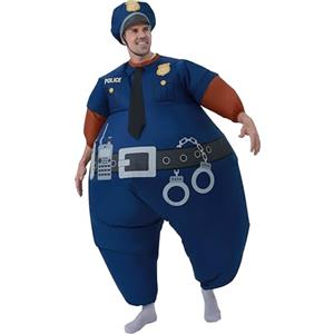 FUNFOCUS Costume gonfiabile da poliziotto, costume gonfiabile per adulti, taglia adulto, costume gonfiabile a corpo intero, costumi gonfiabili divertenti e fantasiosi per Halloween, carnevale, festa