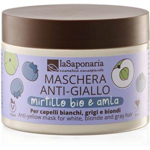 La Saponaria Maschera Anti-Giallo Mirtillo Bio e Amla - 200ml, Neutralizza Riflessi Gialli e Protegge i Capelli