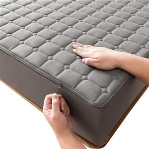 ELYSYSRL Coprimaterasso con Cerniera Fodera Materasso Matrimoniale/Singolo 160x190/200 Personalizzabile Copri Proteggi Materasso Trapuntato Lavabile Imbottito Lenzuolo(Grigio,80x190x10cm)