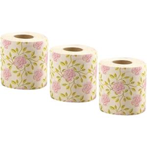 VILLFUL Carta Igienica Decorata Stampa a Fiori di Rosa, 3 Pezzi in Pasta di Bambù, Morbida e Creativa, la Stagione delle Feste