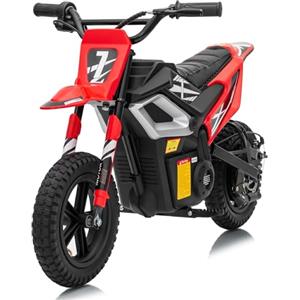 LALAHO Moto elettrica per bambini 24V 7Ah con Motore Senza Spazzole 250W, Max 22,5 km/h, Autonomia 19 KM, Pneumatico gonfiabile da 12 pollici (Rosso)