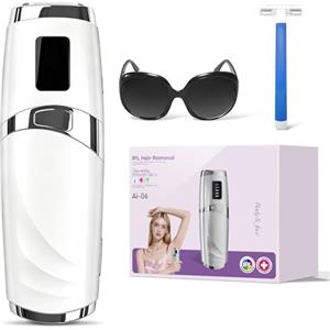 Motswedi Epilatore Luce Pulsata, Dispositivo di Epilazione IPL, Epilatore Laser Indolore per Donna e Uomo, 999,999 Flashes per Risultati Duraturi, Laser Peli Donna, per Viso, Ascelle, Bikini, Corpo, Bianco