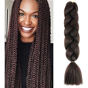 Cybelleza Treccine Extension Capelli Sintetici per Treccine Africane 1 Ciocche Trecce Jumbo Braiding Hair (Marrone medio)