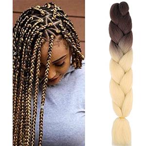 Cybelleza Treccine Extension Capelli Sintetici per Treccine Africane 1 Ciocche Trecce Jumbo Braiding Hair (Marrone&Beige)