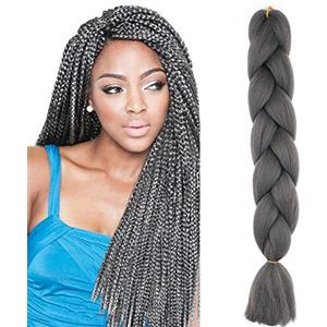 Cybelleza Treccine Extension Capelli Sintetici per Treccine Africane 1 Ciocche Trecce Jumbo Braiding Hair (Grigio scuro)