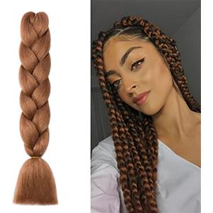 Cybelleza 60cm Extension Treccine Treccia Africane Capelli Finti Sintetici Lunghi Ombre Intrecciare Jumbo Braids 1 Ciocca Crochet Twist Bellezza, Auburn chiaro