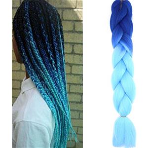 Cybelleza Treccine Extension Capelli Sintetici per Treccine Africane 1 Ciocche Trecce Jumbo Braiding Hair (Zaffiro&Cielo blu)
