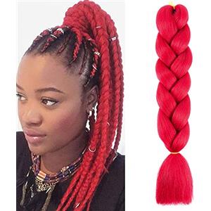 Cybelleza Treccine Extension Capelli Sintetici per Treccine Africane 1 Ciocche Trecce Jumbo Braiding Hair (Rosso)