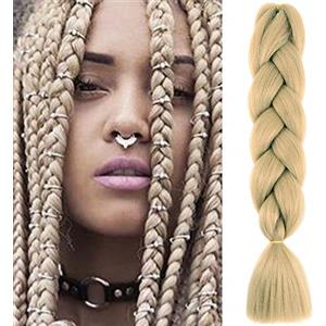 Cybelleza 60cm Extension Treccine Treccia Africane Capelli Finti Sintetici Lunghi Ombre Intrecciare Jumbo Braids 1 Ciocca Crochet Twist Bellezza, Biondo Scuro