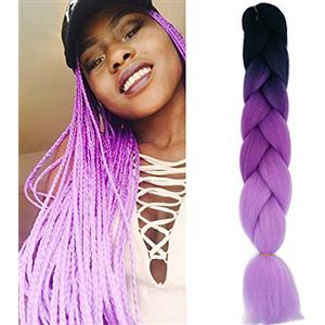Cybelleza Treccine Extension Capelli Sintetici per Treccine Africane 1 Ciocche Trecce Jumbo Braiding Hair (Nero&Viola&Viola Chiaro)