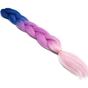 Cybelleza Treccine Extension Capelli Sintetici per Treccine Africane 1 Ciocche Trecce Jumbo Braiding Hair (Blu&Viola&Rosa)