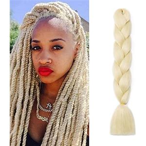 Cybelleza 60cm Extension Treccine Treccia Africane Capelli Finti Sintetici Finti Lunghi Ombre Intrecciare Jumbo Braids 1 Ciocca Crochet Twist Bellezza, Bleach Blonde