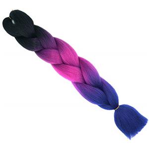 Cybelleza Treccine Extension Capelli Sintetici per Treccine Africane 1 Ciocche Trecce Jumbo Braiding Hair (Nero&Fucsia&Blu viola)