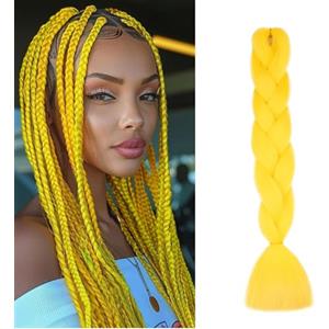 Cybelleza Extension Treccine Treccia Africane Capelli Giallo Sintetici Finti Lunghi Intrecciati 60cm Jumbo Braids 1 Ciocca 100g Crochet Twist Bellezza