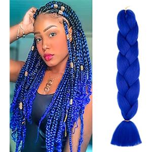 Cybelleza 60cm Extension Treccine Treccia Africane Capelli Blu Sintetici Finti Lunghi Intrecciare Jumbo Braids 1 Ciocca Crochet Twist Bellezza, Blu zaffiro