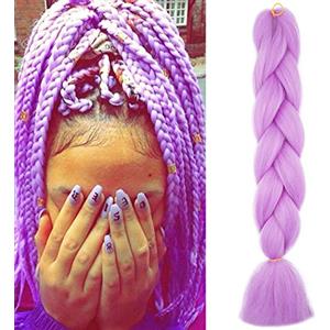 Cybelleza Treccine Extension Capelli Sintetici per Treccine Africane 1 Ciocche Trecce Jumbo Braiding Hair, Viola chiaro
