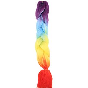 Cybelleza Treccine Extension Capelli Sintetici per Treccine Africane 1 Ciocche Trecce Jumbo Braiding Hair (Viola&Blu&Giallo&Arancione)