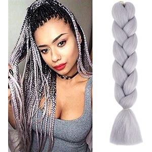 Cybelleza Treccine Extension Capelli Sintetici per Treccine Africane 1 Ciocche Trecce Jumbo Braiding Hair (Grigio chiaro)