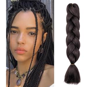 Cybelleza Extension Treccine Treccia Africane Capelli Marrone Sintetici Finti Lunghi Intrecciati 60cm Jumbo Braids 1 Ciocca 100g Crochet Twist Bellezza, Marrone Scuro