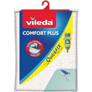 Vileda Comfort Plus Copriasse da Stiro Universale, Triplo Strato, in Cotone, Extra Comfort, con Fermacorda, Verde/Rosa, 139 X 50 X 0.37 Cm