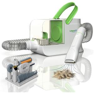 Lifenaxx Tosa Animali 6 in 1 con Aspirazione - Kit Tosatura per Cani e Gatti, Silenziosa, Tosa Elettrica con 6 Pettini, Spazzola Districante, Testina Massaggiante, Contenitore 1,5L - LX-052