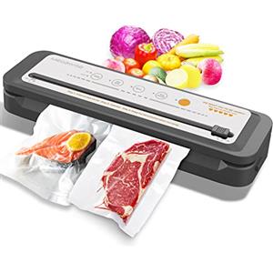 MEGAWISE Macchina per sottovuoto MegaWise - Modello 2025, aspirazione potente 80 kPa, sigillatura automatica One-Touch, salva-alimenti compatto con taglierina integrata, 10 sacchetti di avvio inclusi - Argento