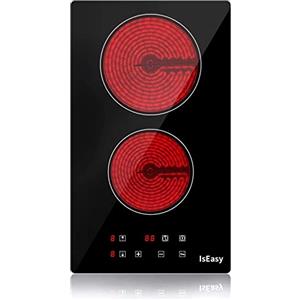 Soddyenergy Vetroceramica Piano Cottura Elettrico - Incasso - Nero (2 fuochi - 3000W)