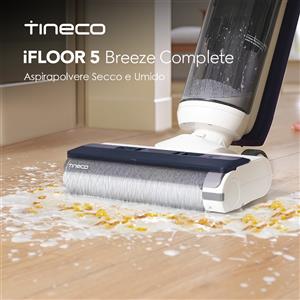 Tineco iFLOOR 5 Breeze Complete Aspirapolvere e Lavapavimenti, Pulizia in un solo passaggio per pavimenti duri, Pulizia dei bordi, Tripla durata della batteria, Funzione autopulente, Aspirapolvere e