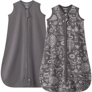 Mosebears Sacco nanna Estivo per Bambini, 0,5 Tog 100% Cotone Traspirante (Grigio scuro, L (12-18 mesi))