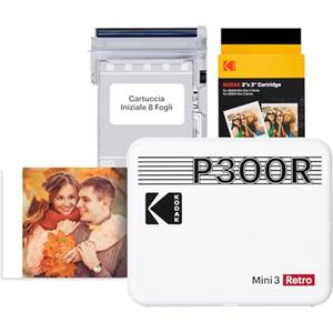 KODAK Mini 3 Retro Stampante Fotografica Portatile 7,6 x 7,6 cm, 38 Fogli, Stampante Smartphone Bluetooth per iPhone & Android, Stampe a Colori Istantanee, Sublimazione 4PASS, Bianca