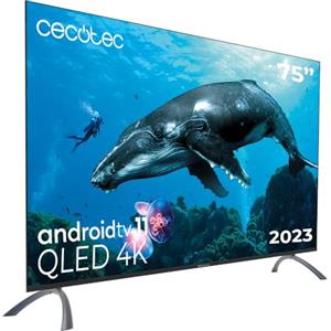 Cecotec Televisore QLED 75" Smart TV Serie V2 VQU20075, 4K UHD, Android TV 11, Frameless, Assistente vocale Google e Chromecast, Dolby Vision & Atmos, HDR10, HBBTV, 2023.
