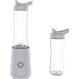 Tognana Iridea, Frullatore con 4 lame e 2 bicchieri portatili con coperchio, plastica-acciaio inox, grigio perla