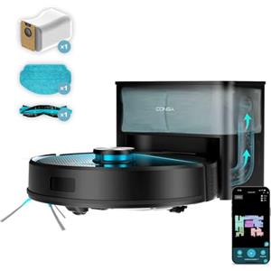 Cecotec Robot Aspirapolvere e Lavapavimenti con Base Autovuotante Conga Y50. Navigazione Laser, 5000Pa Pressione Aspirazione, Spazzola Multifunzione Tutte le Superfici, Base con Sacco Polvere 3L