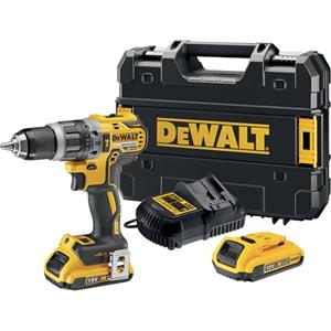 DEWALT Trapano avvitatore a percussione con motore Brushless XR, include 2 batterie al litio 18V 2,0Ah, un caricabatterie e una valigetta TSTAK, DCD796D2-QW