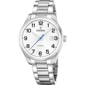 Festina Orologio Uomo Analogico in Acciaio Inossidabile 316L Argentato - Movimento al Quarzo - Calendario - Vetro Minerale ad Alta Resistenza - Impermeabile 5 ATM F20736/1