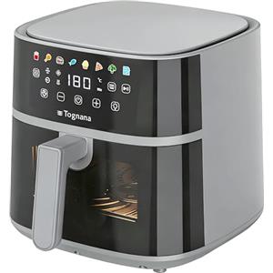 Tognana Iridea, Friggitrice ad aria 6L, doppia resistenza, display digitale, timer, 80-200°C, finestra, 1700W, plastica-acciaio Inox, grigio perla