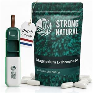 Strong Natural - Magnesio L-treonato 120 capsule - portapillole 0 - Alto dosaggio da 500 mg per capsula, 2000 mg dose giornaliera - 100% naturale, testato in laboratorio