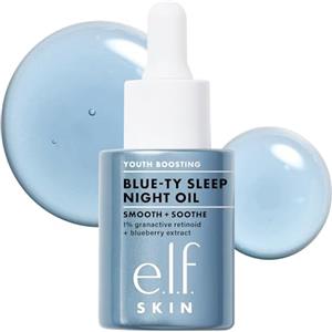 e.l.f. SKIN Youth Boosting Blue-ty Sleep Night Oil, delicato olio notte per il viso, nutre la pelle, formula leggera, prodotto vegano e non testato sugli animali
