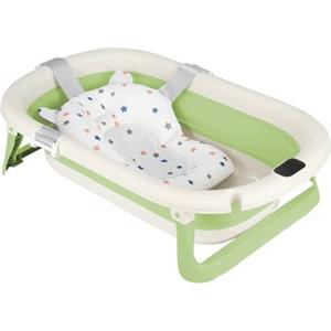 Belfoyer Vaschetta Bagnetto Neonato Pieghevole con Cuscino Morbido - Vasca Bagnetto Ergonomica Antiscivolo Portatile per Bambini Fino a 36 Mesi（Verde）
