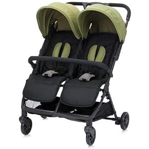 Fillikid Passeggino gemellare e fratelli gemelli - solo 10,2 kg e 78 cm di spessore, con posizione sdraiata, sedili regolabili indipendentemente, cintura a 5 punti e sospensioni - portata fino a 30 kg
