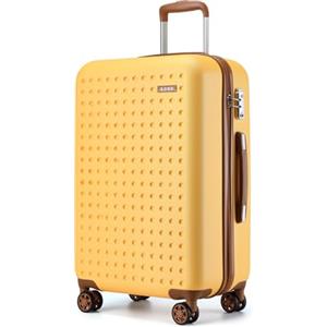 Kono Valigia Trolley Media 65cm Valigie Rigide Leggero con TSA Lucchetto e 4 Ruote Girevoli, Giallo