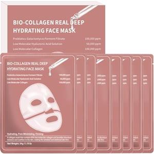 Lawqiny 8 Pezzi Bio-Collagen Real Deep Mask, Bio Collagen Overnight Face Mask, Maschera Viso Coreana Overnight, Maschera Idratante, Migliora L'elasticità e Riduce le Linee Sottili, Tutti i Tipi di pelle