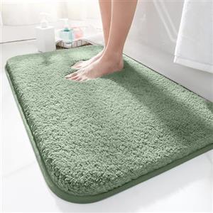 LUOJINYI Tappetino da Bagno 40 x 60 cm, Antiscivolo, Morbido Assorbente, Shaggy a Pelo Lungo, in Microfibra, Lavabile in Lavatrice, per Vasca, Doccia (Verde)