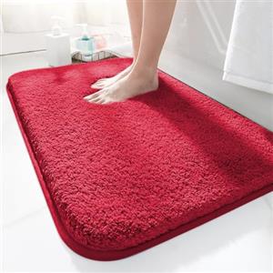 LUOJINYI Tappetino da Bagno 50 x 80 cm, Antiscivolo, Morbido Assorbimento Dell'Acqua, Shaggy a Pelo Lungo, in Microfibra, Lavabile in Lavatrice, per Vasca e Doccia (Rosso)