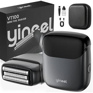 Yineel VT100 Rasoio Elettrico Uomo, Mini Rasoio a Lamelle con 3 Testine Flottanti, Impermeabile IPX7, Type-C Ricarica, Compatto e Portatile, con Custodia, Regalo per Uomo